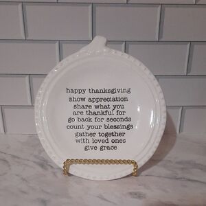 Mud Pie White Ceramic Thanksgiving Plate
